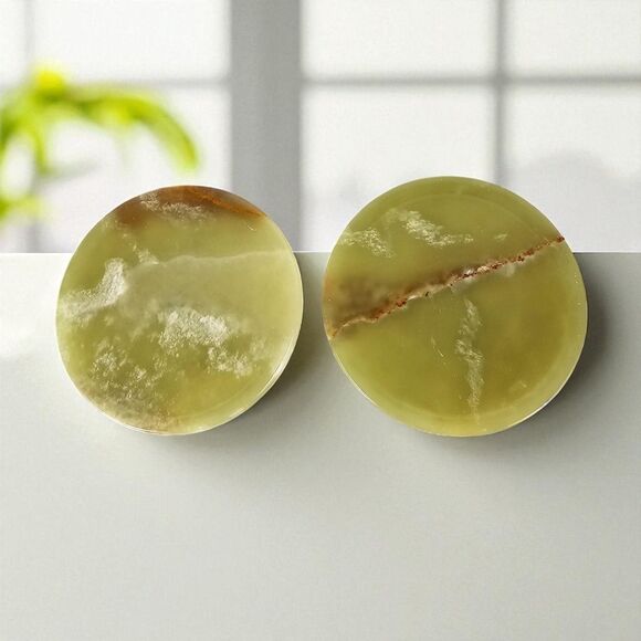 Marble Onyx Coasters, Handmade Stone Drink Coasters, 2 tea barware coasters-New - Picture 5 of 6